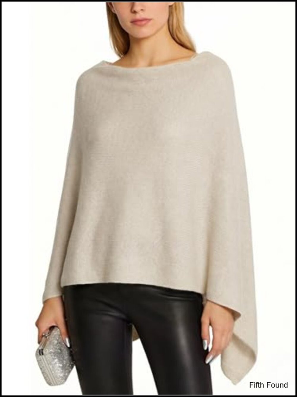 Wool Blend Knit Poncho Shawl Wrap Lightweight Asymmetric Womens